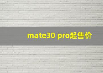 mate30 pro起售价